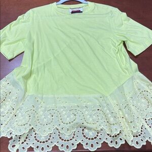 Lace Hem Yellow Blouse